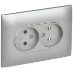 SKANDY Розетка 2-местная без заземления без защитных шторок 10А в сборе SK-R10S серебряный IEK