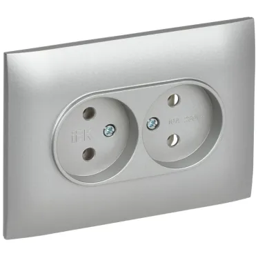 SKANDY Розетка 2-местная без заземления без защитных шторок 10А в сборе SK-R10S серебряный IEK