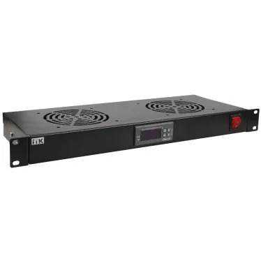 Модуль 19 вентиляторный 1U 2 вентилятора с цифровым термостатом черный | FM05-1U2TS | ITK