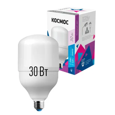 Лампа светодиодная LED 30Вт 220В Е27 D80х135 6500К дневной 2850 лм