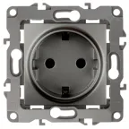 Розетка 2P+E Schuko, 16A-250В, б.л., Эра12, графит, 12-2001-12