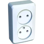 ЭТЮД Розетка двойная наружная без заземления без шторок белая