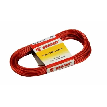 Трос стальной в ПВХ оплетке d-2.0 мм. красный (20 м)