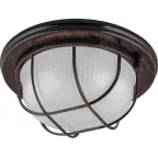 Светильник НБО-03-60-022 Е27 круг с решеткой дерево орех IP54