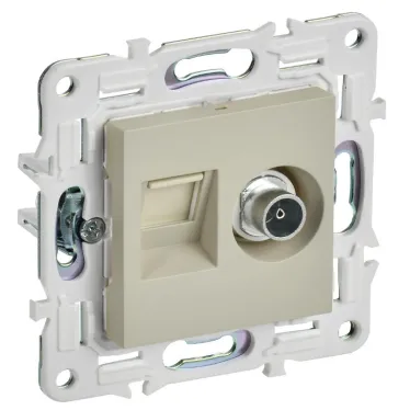 SKANDY Розетка двойная TV+RJ45 кат.6E SK-A15B бежевый IEK