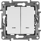 ETIKA Выключатель двухклавишный с подсветкой белый безвинтовые зажимы 10АХ