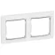 VALENA Рамка 2 поста горизонтальная белая/серебро