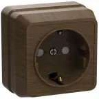 Розетка РСш20-3-ОД одноместная с заземляющим контактом с защитными шторками 16А открытая установка Октава дуб