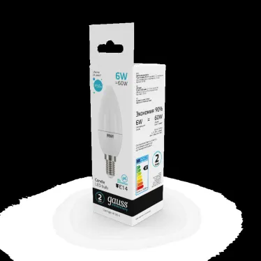 Лампа светодиодная LED 6 Вт 450 лм 4100К свеча нейтральный E14 AC 220В Elementary Gauss