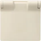 Valena LIFE Лицевая панель розетки 2К+З с крышкой Слоновая кость