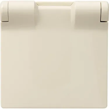 Valena LIFE Лицевая панель розетки 2К+З с крышкой Слоновая кость