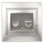 Розетка телефонная RJ11, СУ, Plano, алюминий, 1-302-03