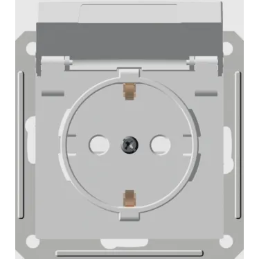 W59 Розетка скрытая с заземлением с крышкой IP44 бежевая