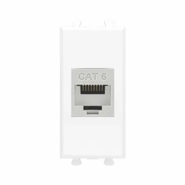 Avanti Компьютерная розетка RJ-45 без шторки модульная кат.6е экранированная Белое облако 1 модуль
