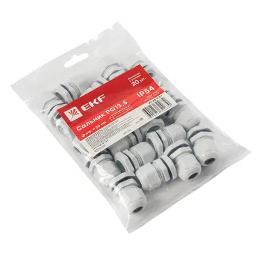 Сальник PG13,5 IP54 (20 шт) d отв. 20 мм / d провод. 6-12 мм PROxima