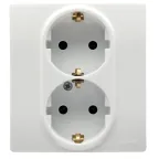 ETIKA Розетка двойная с заземлением со шторками белая автоматические зажимы