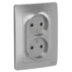 BLANCA скрытой установки розетка двойная без заземления без шторок, 16А, 250В, алюминий