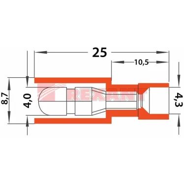Разъем штекерный полностью изолир штекер 4 мм 0.5-1.5 кв мм (РШПи-п 1.5-4 РшИпп 1,25-4) красный, REXANT