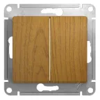 GLOSSA Переключатель двухклавишный в рамку дуб сх.6