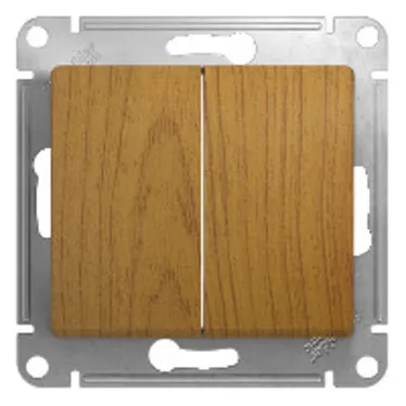 GLOSSA Переключатель двухклавишный в рамку дуб сх.6