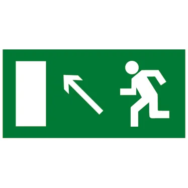 Знак эвакуационный E 06 ''Направление к эвакуационному выходу налево вверх'' 150х300 мм, пластик ГОСТ Р 12.4.026-2001
