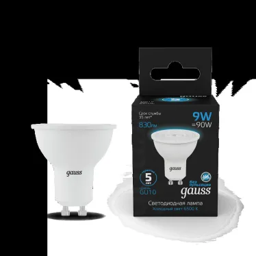 Лампа светодиодная LED 9 Вт 830 лм 6500К софит MR16 холодный GU10 AC 220В Black Gauss