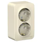 BLANCA розетка наружная двойная с заземлением со шторк., 16А, 250В, молочный