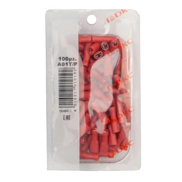 Наконечник плоский РппИм 1.5-5-0.8 красный QUADRO (100шт) полностью изолированный (розетка)