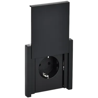 FORTE@PIANO Розетка 1-местная с заземлением с защитными шторками и крышкой безвинтовое крепление 16А IP44 FP119 черный IEK