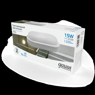 Светильник светодиодный ДБП 15 Вт 1200 лм 6500К AC 220В Белый IP65 овал 200х98х46мм Пластик ЖКХ Elementary Gauss