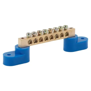 Шина N ноль на двух угловых изол ШНИ-8х12-8-У2-Синий