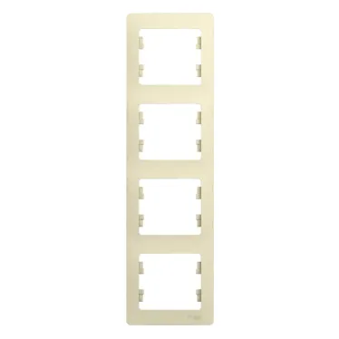 GLOSSA Рамка 4 поста вертикальная бежевая