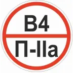 Знак ''Категории помещения по взрывопожарной и пожарной опасности В4 П-IIа'' 200х200 мм, пластик ГОСТ Р 12.4.026-2015