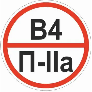 Знак ''Категории помещения по взрывопожарной и пожарной опасности В4 П-IIа'' 200х200 мм, пластик ГОСТ Р 12.4.026-2015