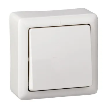 ХИТ Выключатель одноклавишный наружный 6А белый