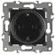 Розетка 2P+E Schuko со шторками, 16A-250В, Эра12, чёрный, 12-2102-06