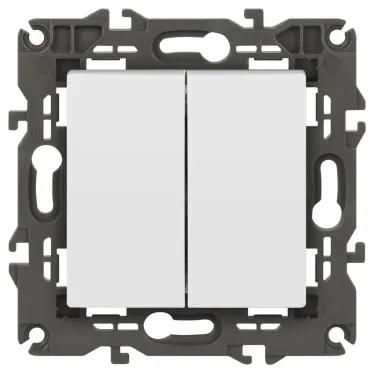 Выключатель двойной, 10АХ-250В, Эра Elegance, белый,14-1104-01