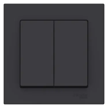 Выключатель двухклавишный ATLASDESIGN схема 5 10АХ в сборе карбон