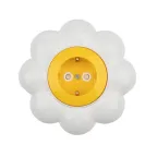 Розетка одноместная KRANZ HAPPY Ромашка скрытой установки, заземл и шторками, желтая/белая