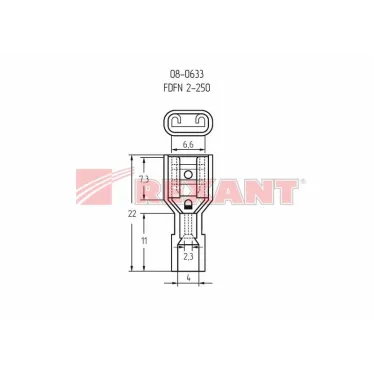 Клемма плоская полностью изолир в нейлоне РПи-м(н) 2.5-(6.3) РпИм-н 2-7-0,8 гнездо 6.6 мм, 1.5-2.5 к, REXANT