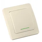 Переключатель одноклавишный скрытый с индикацией слоновая кость 10А