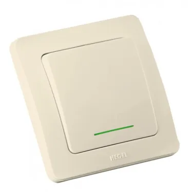 Переключатель одноклавишный скрытый с индикацией слоновая кость 10А