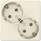 Розетка 2х2К+З Schuko без штор, слоновая кость