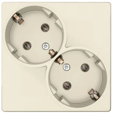 Розетка 2х2К+З Schuko без штор, слоновая кость