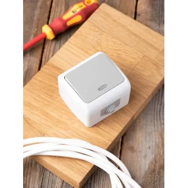 Выключатель 1-клавишный с индикатором 10А Мурманск серый