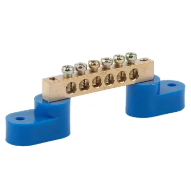 Шина N ноль на двух угловых изол ШНИ-8х12-6-У2-Синий