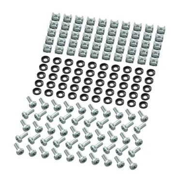 Комплект крепежный для установки 19дюймового профиля в шкаф:Винт, шайба, гайка - комплект крепления 50 шт