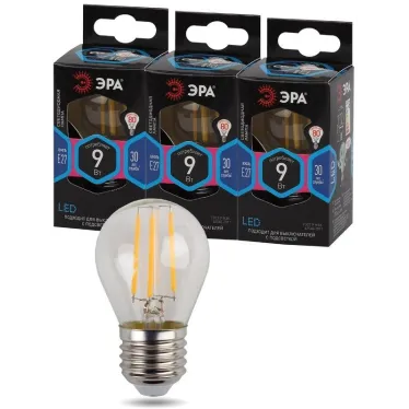 Лампа светодиодная декоративная LED 9 Вт 1170Лм 4000К шар, филамент нейтральный E27 230В F-LED P45-9w-840-E27