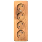 Розетка BLANCA наружная четырехпостовая, без заземления, без шторок, с изолирующей пластиной, 16А, 250В, ясень