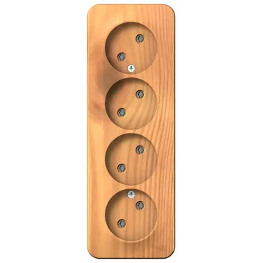 Розетка BLANCA наружная четырехпостовая, без заземления, без шторок, с изолирующей пластиной, 16А, 250В, ясень